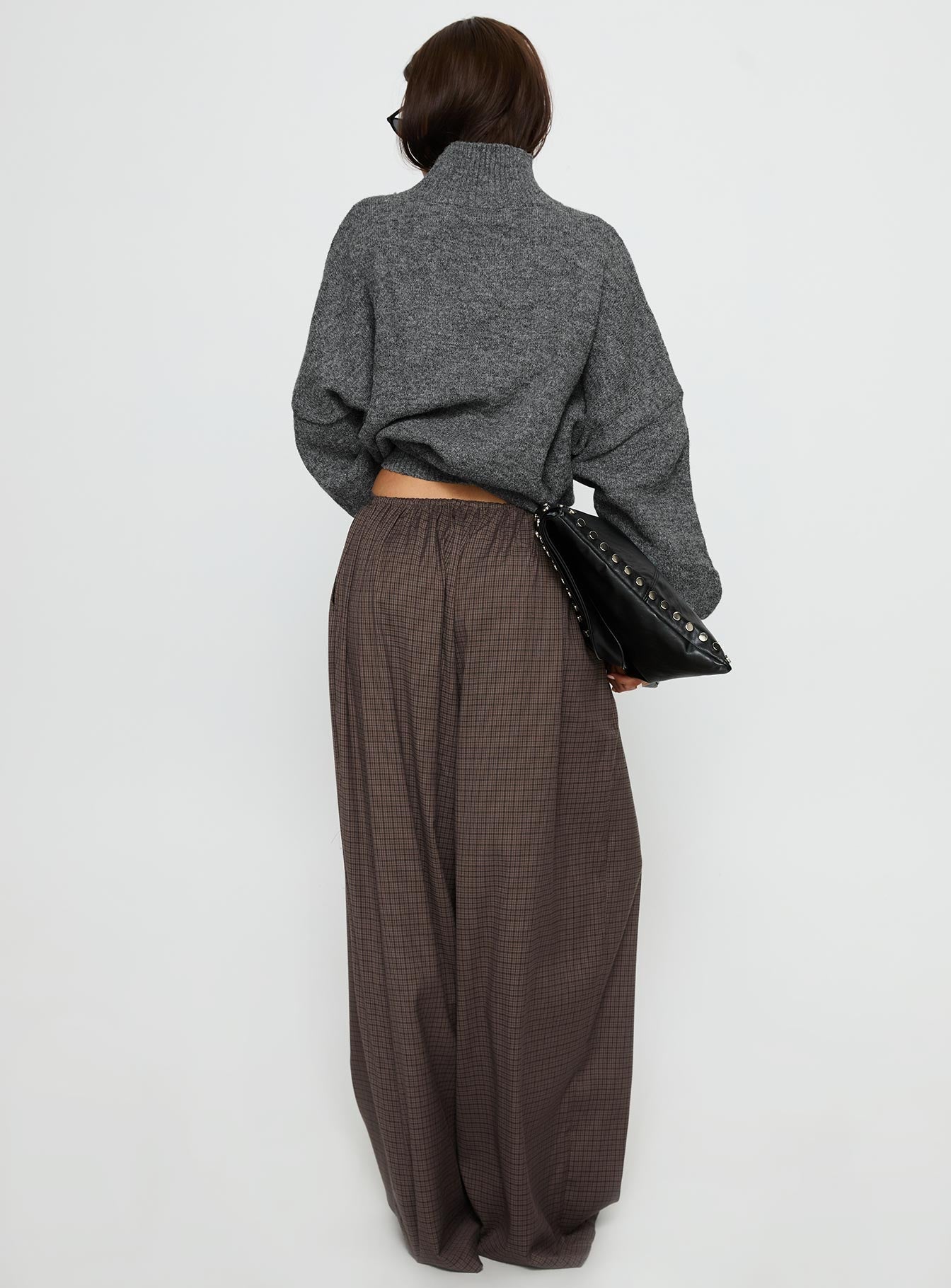 Bungala Oversized Relaxed Pants Brown Check