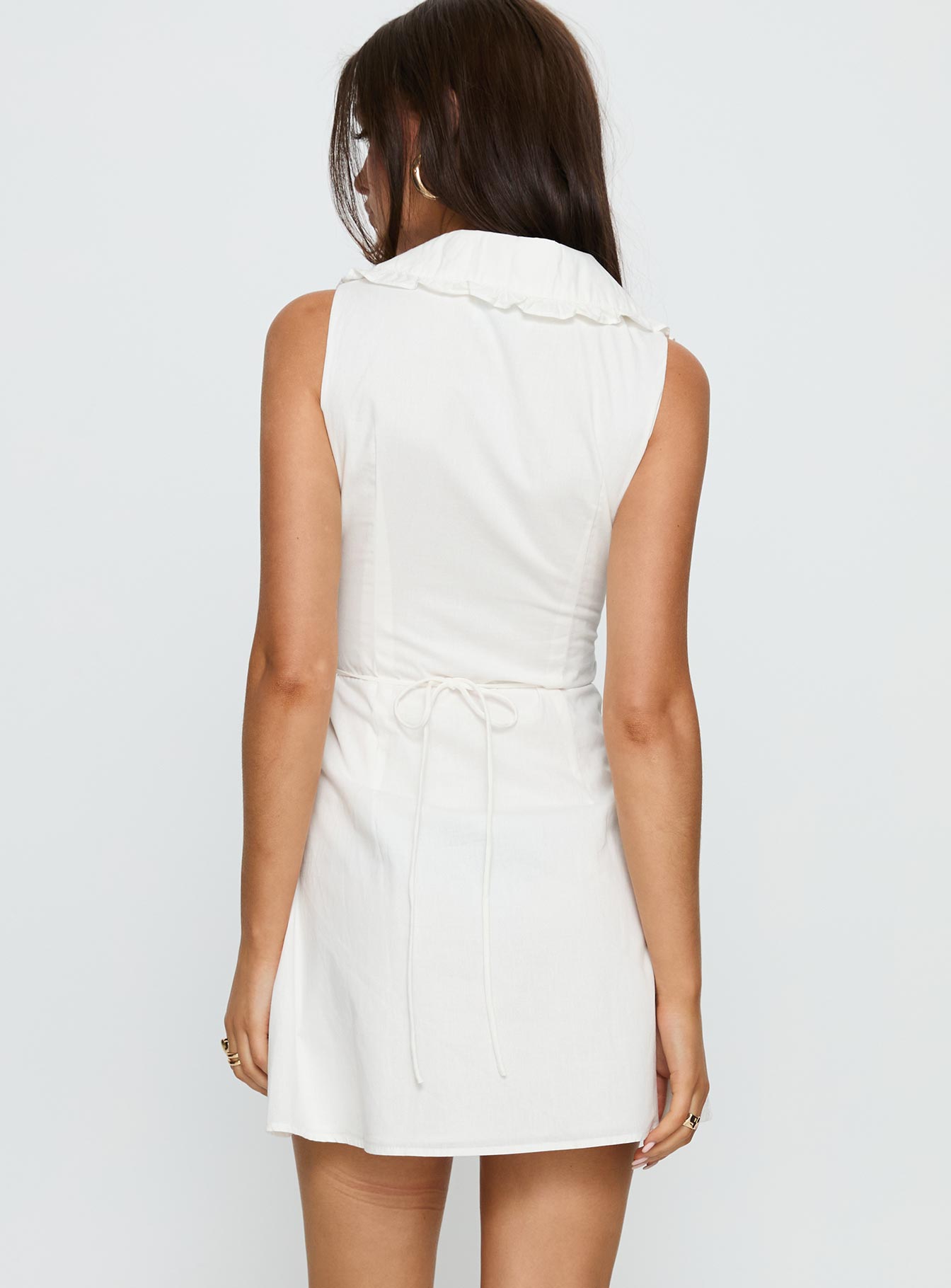 Breanda Collared Mini Dress White
