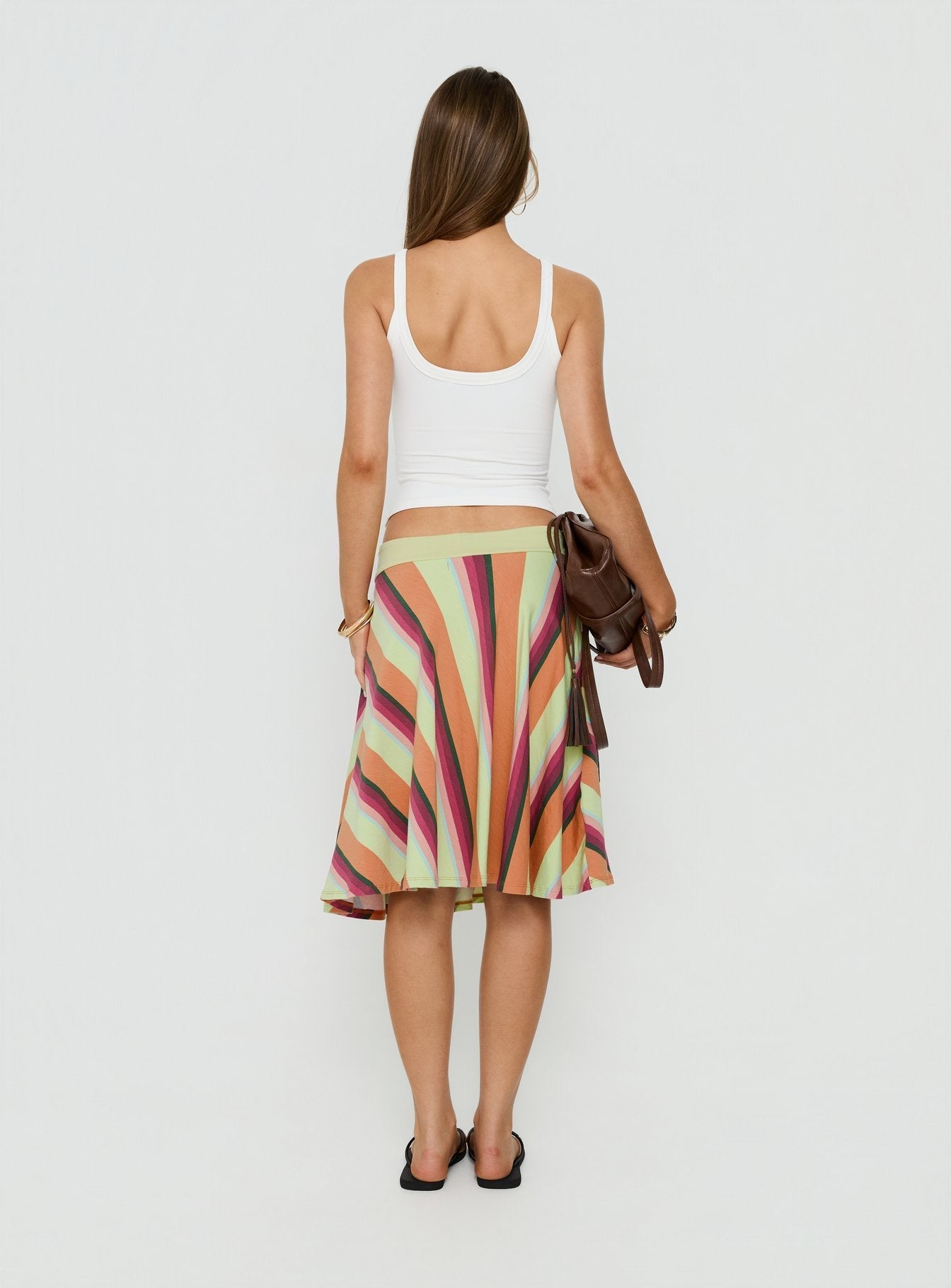 Eranza Midi Skirt Mixed Orange Stripe
