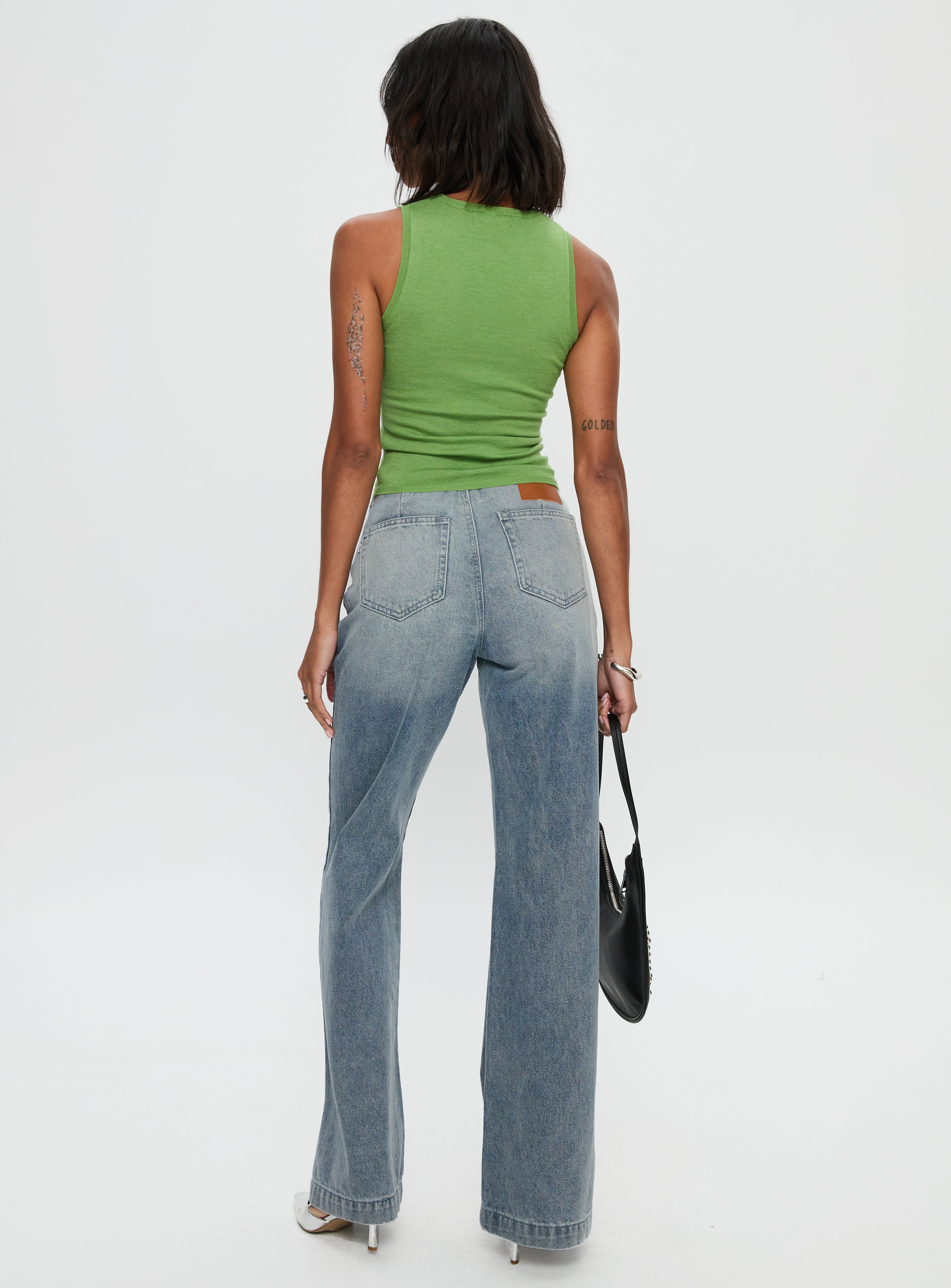 Slow Ride Belted Jeans Light Blue