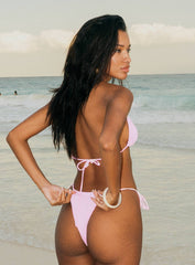 Saide Triangle Bikini Top Pink Stripe