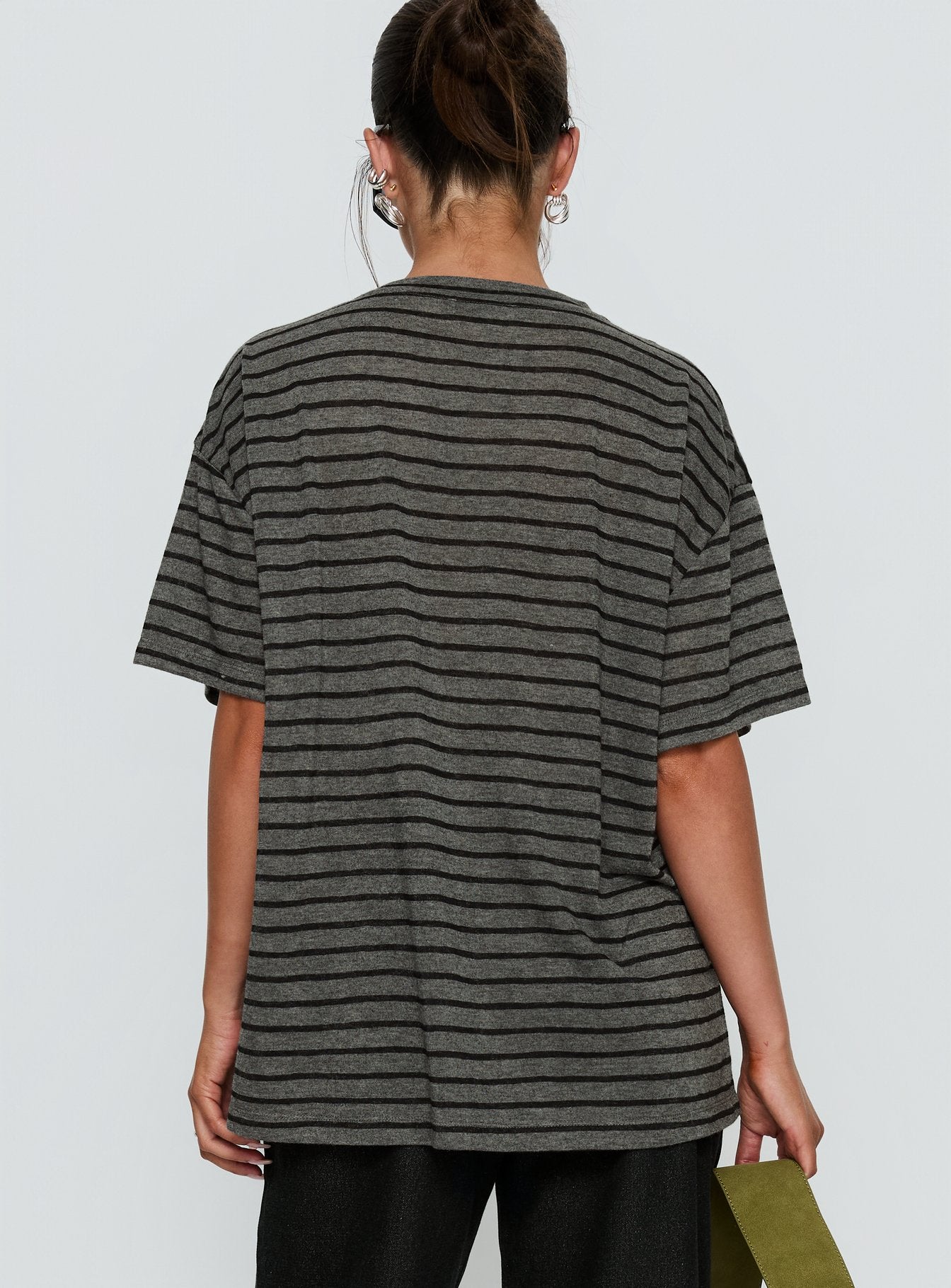 Zaydee Oversized Tee Grey / Black Stripe