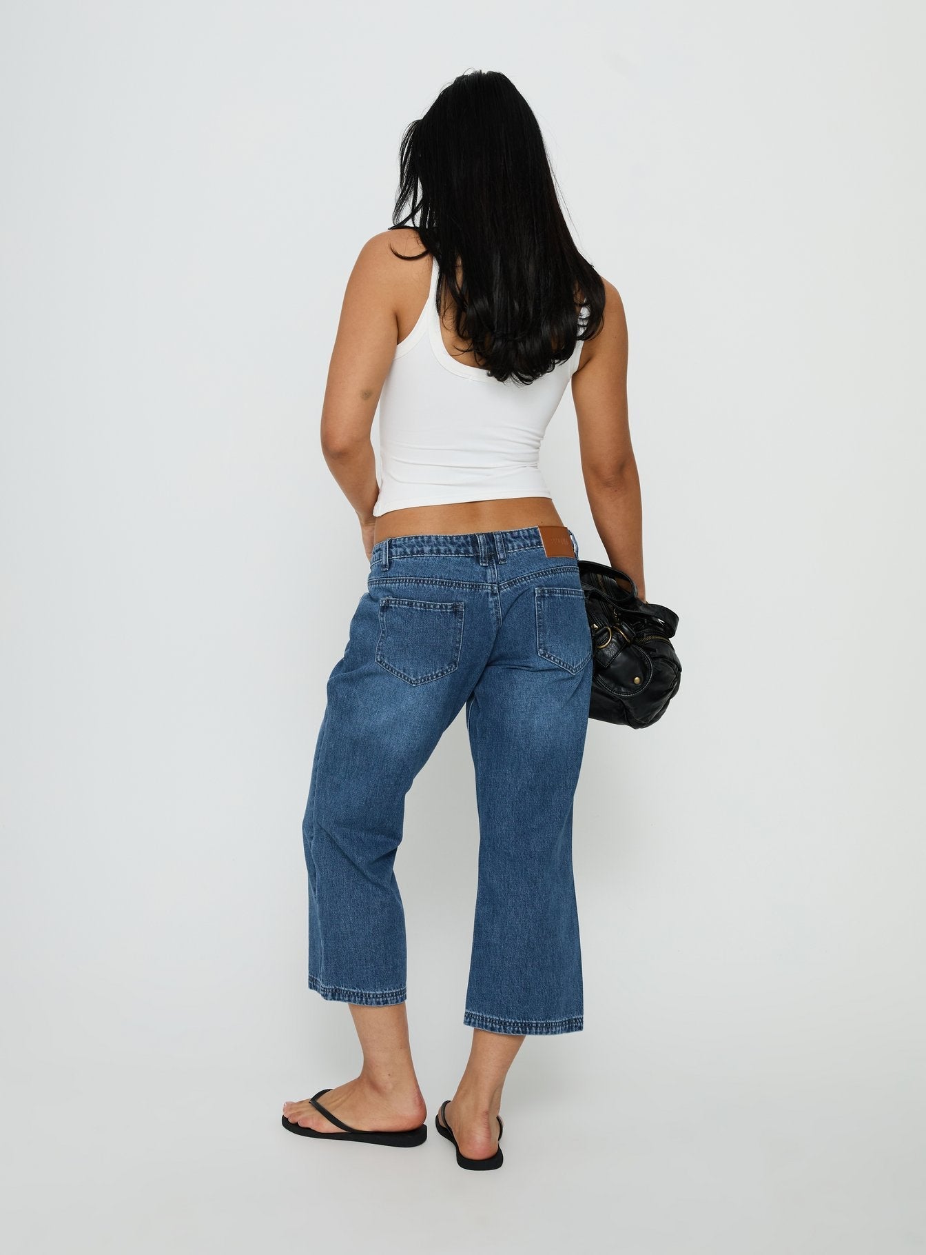 Hierarchy Low Rise 3/4 Length Jeans Mid Wash
