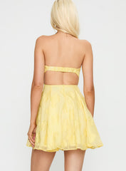 Loulani Strapless Mini Dress Lemon