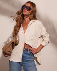 Daniella Striped Long Sleeve Button Down Top