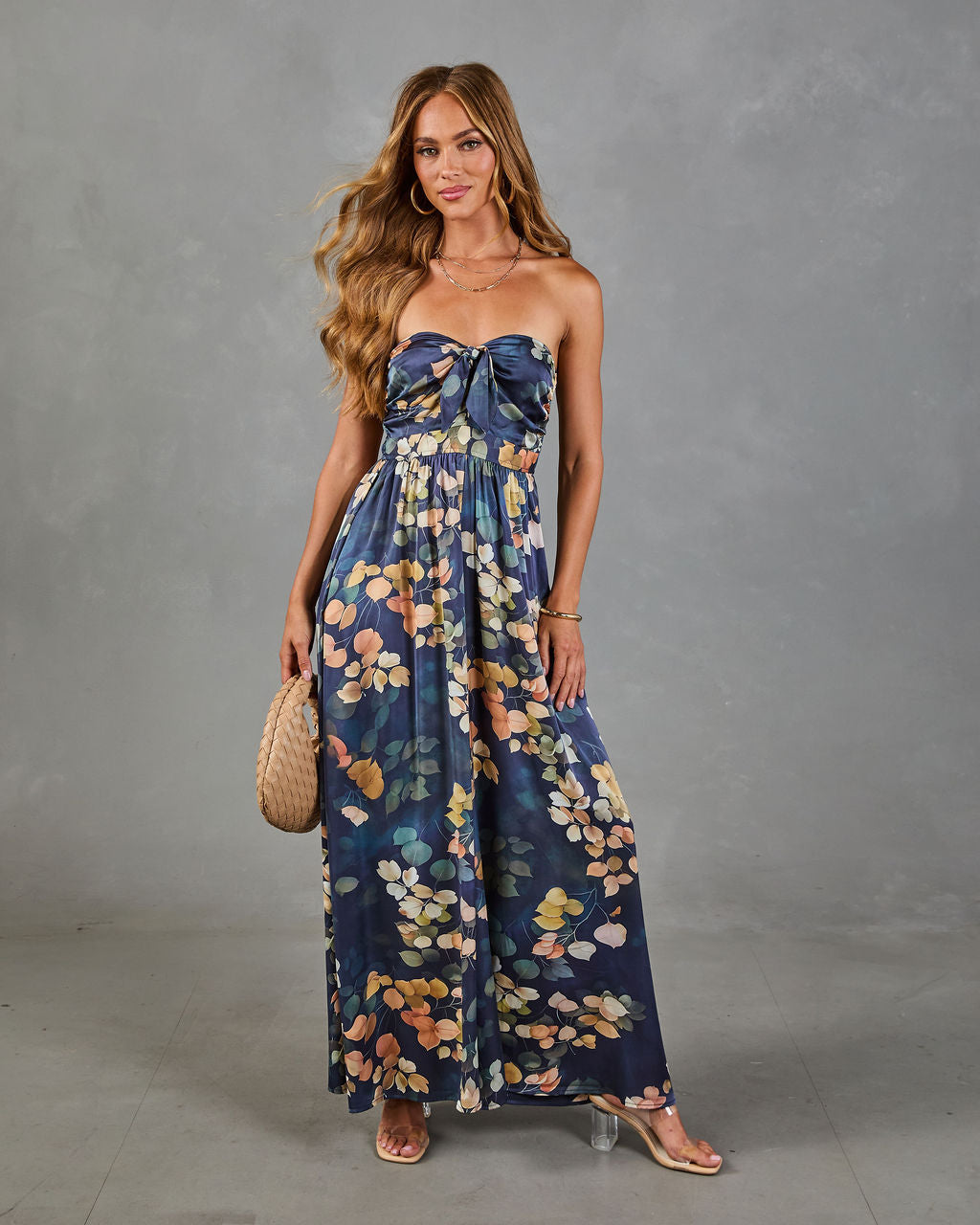 Painted Petals Floral Fitted Waist Jumpsuit