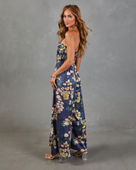 Painted Petals Floral Fitted Waist Jumpsuit