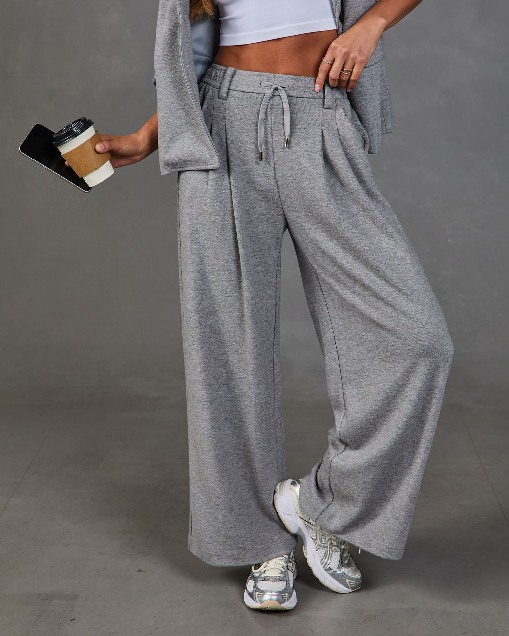 Moving Along Ribbed Knit Drawstring Sweatpants