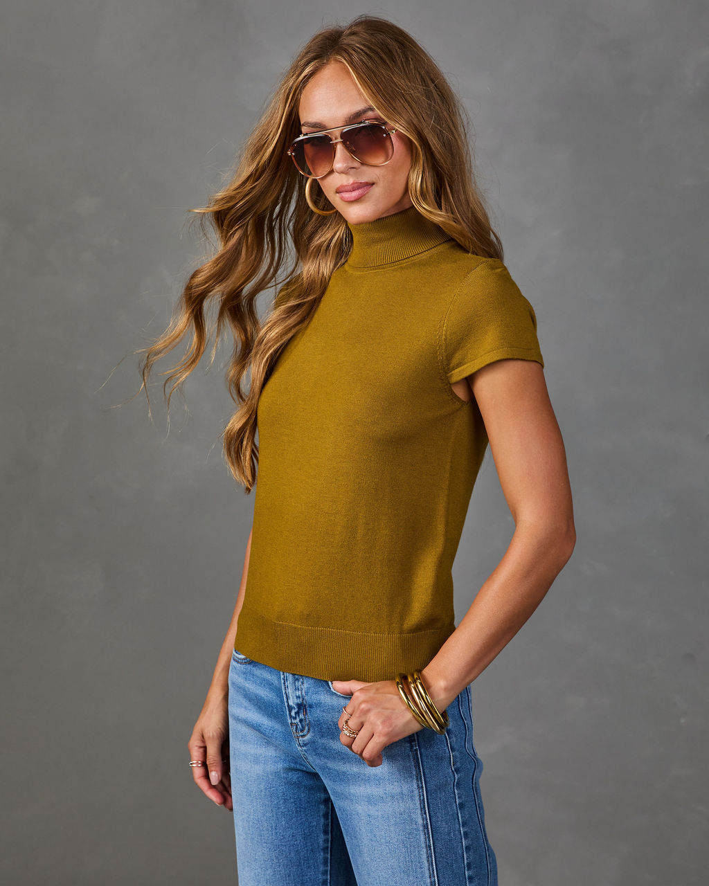 Solange Turtleneck Short Sleeve Sweater