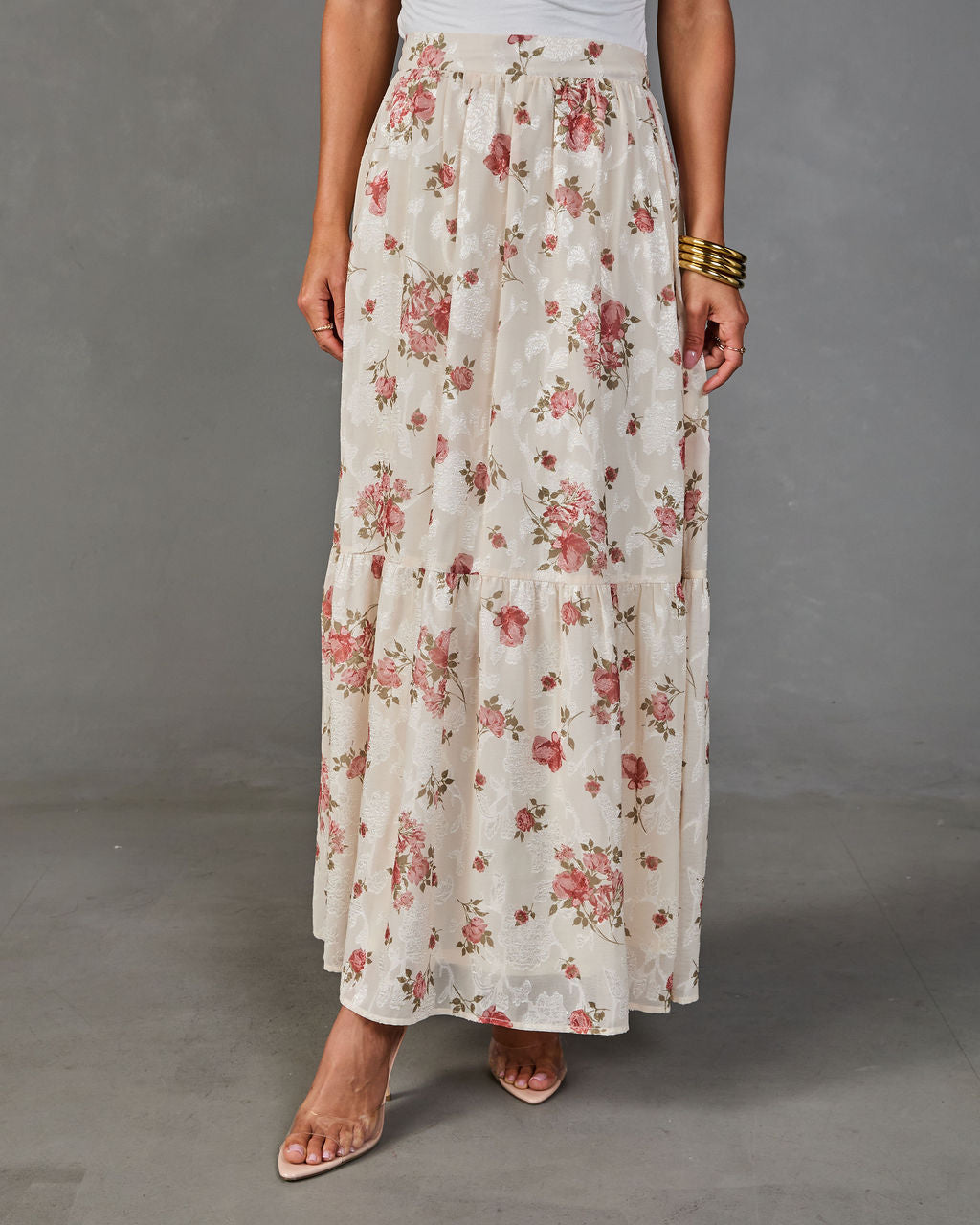 Rosy Cheers Floral Maxi Skirt