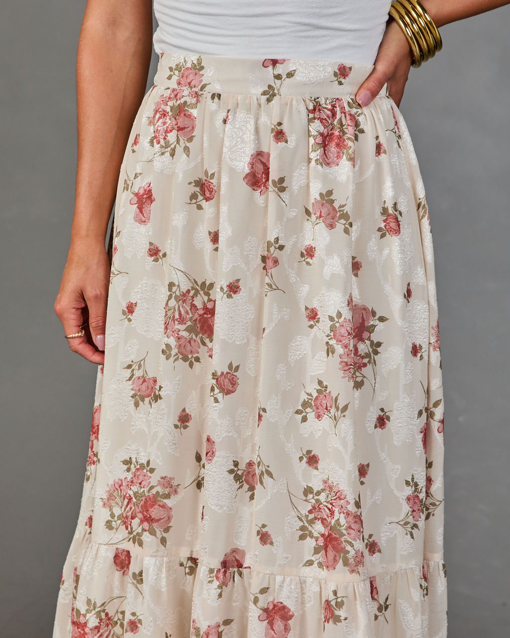 Rosy Cheers Floral Maxi Skirt