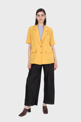 Bright yellow flap pocket oversized jacket