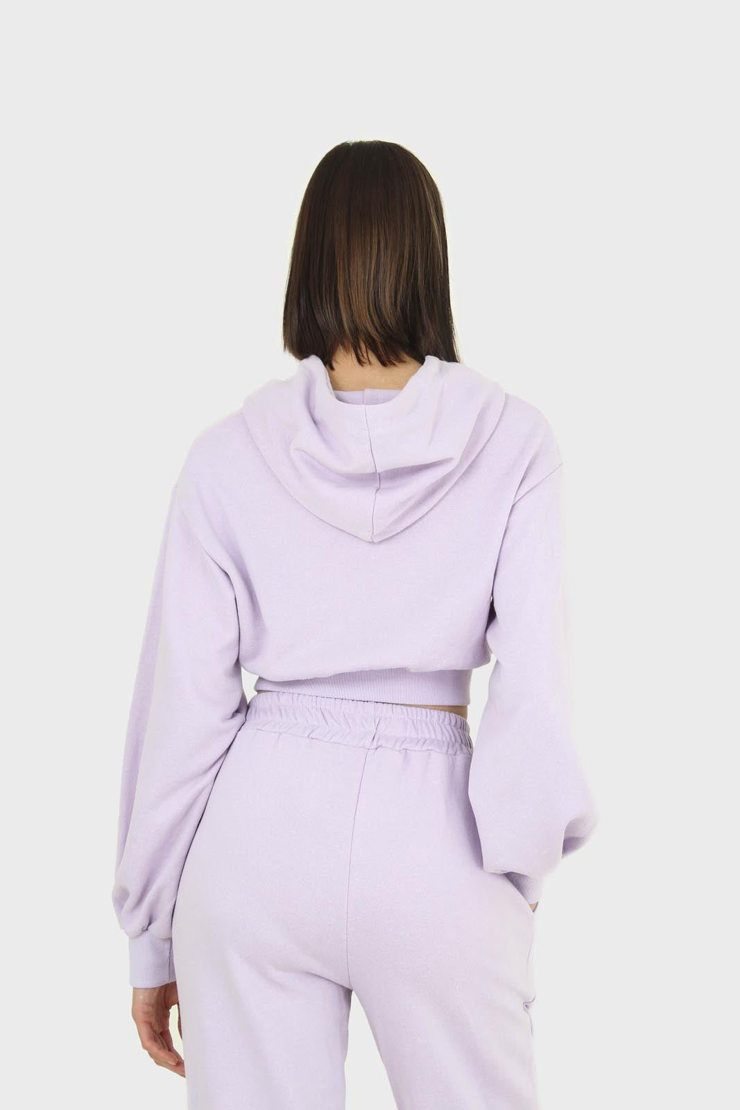 Lilac cropped hooded sweatshirt - set