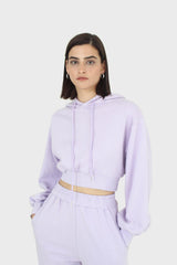 Lilac cropped hooded sweatshirt - set