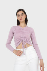 Lilac pull front long sleeve jersey top