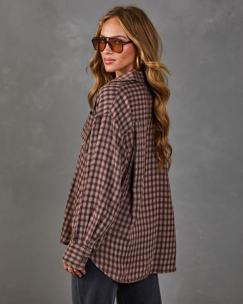 Old West Plaid Button Down Top