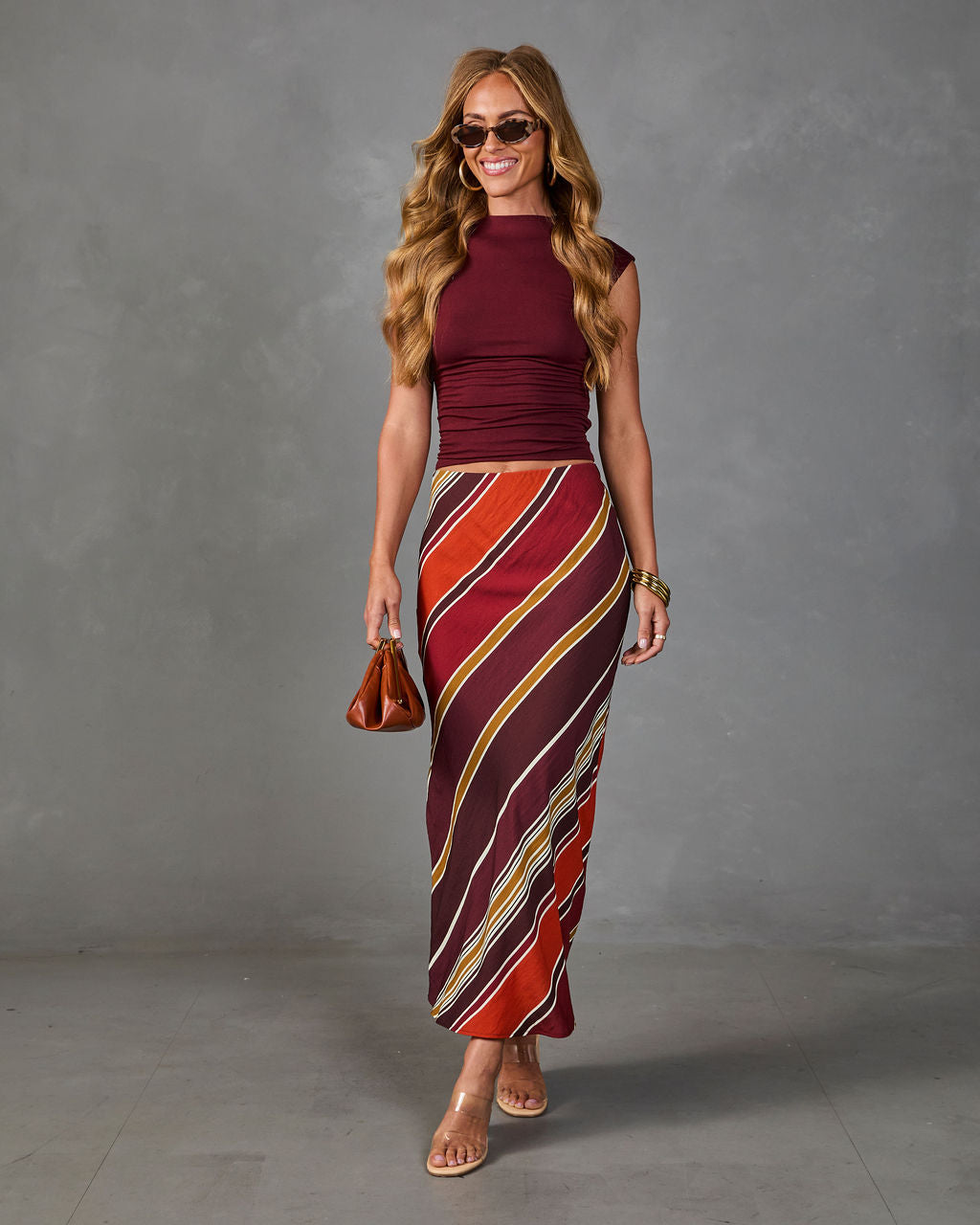 Coastline Calling Striped Midi Skirt