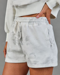 Relaxed Elegance Floral Fleece Drawstring Shorts
