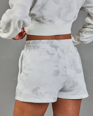 Relaxed Elegance Floral Fleece Drawstring Shorts