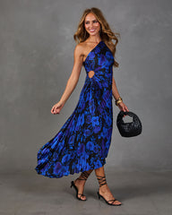 Modern Day Glam Printed One Shoulder Asymmetrical Maxi Dress