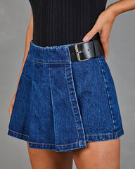 Daybreak Society Belted Denim Mini Skort