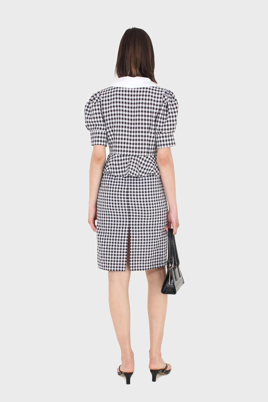 Black and white gingham mini skirt