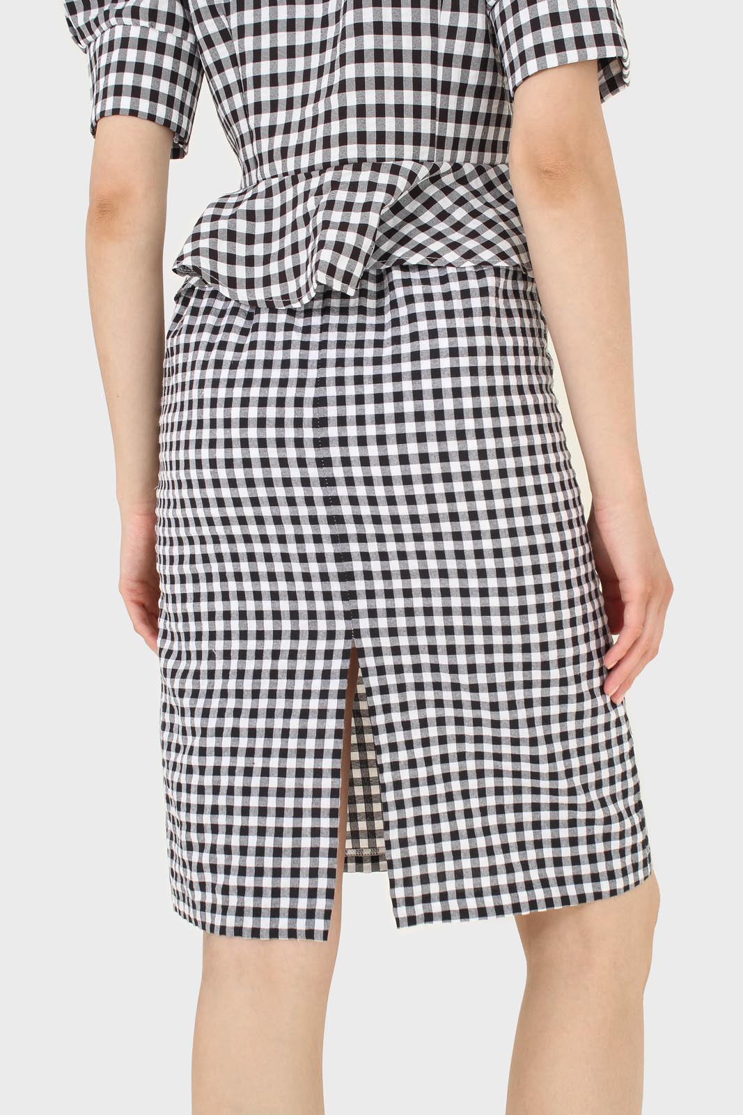Black and white gingham mini skirt