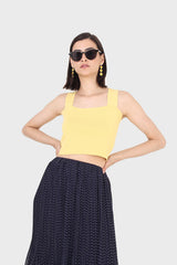 Mustard thick strap cross back knit tank