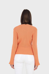 Orange pull front ribbed knit jumper