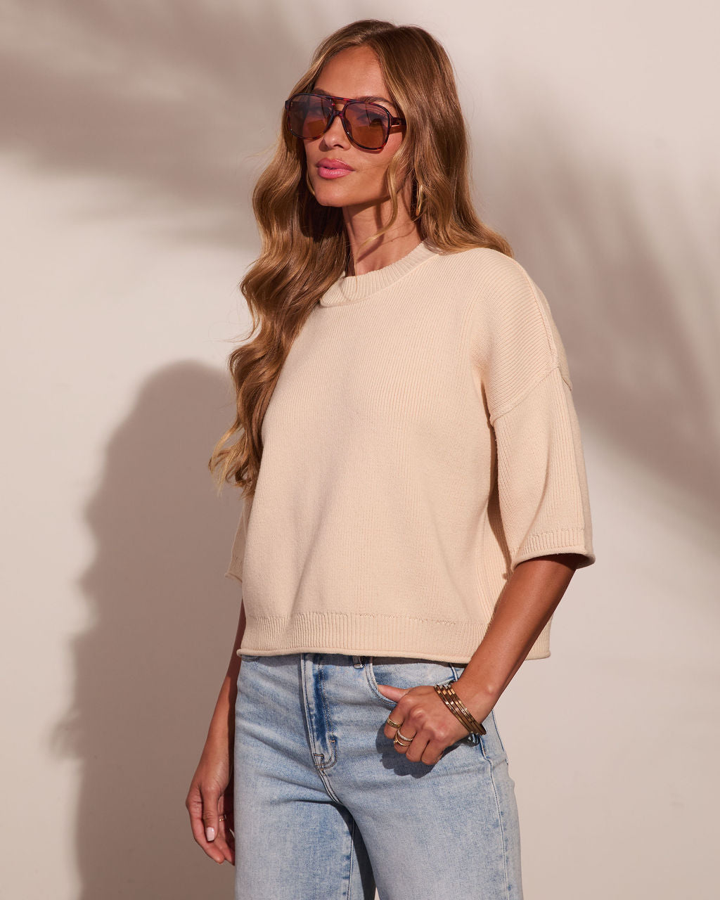 Wake Slowly Knit Short Sleeve Sweater