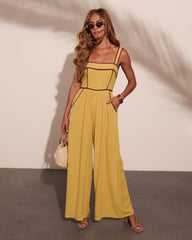 Sunday Market Linen Blend Contrast Trim Jumpsuit