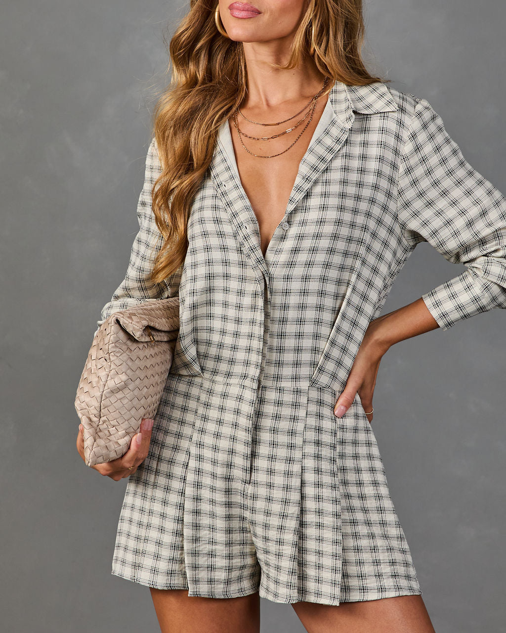 Between Seasons Plaid Fitted Waist Romper
