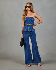 Radiant Escape Belted Denim Corset Top