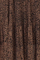 Camel and black animal print silky micro pleat maxi skirt