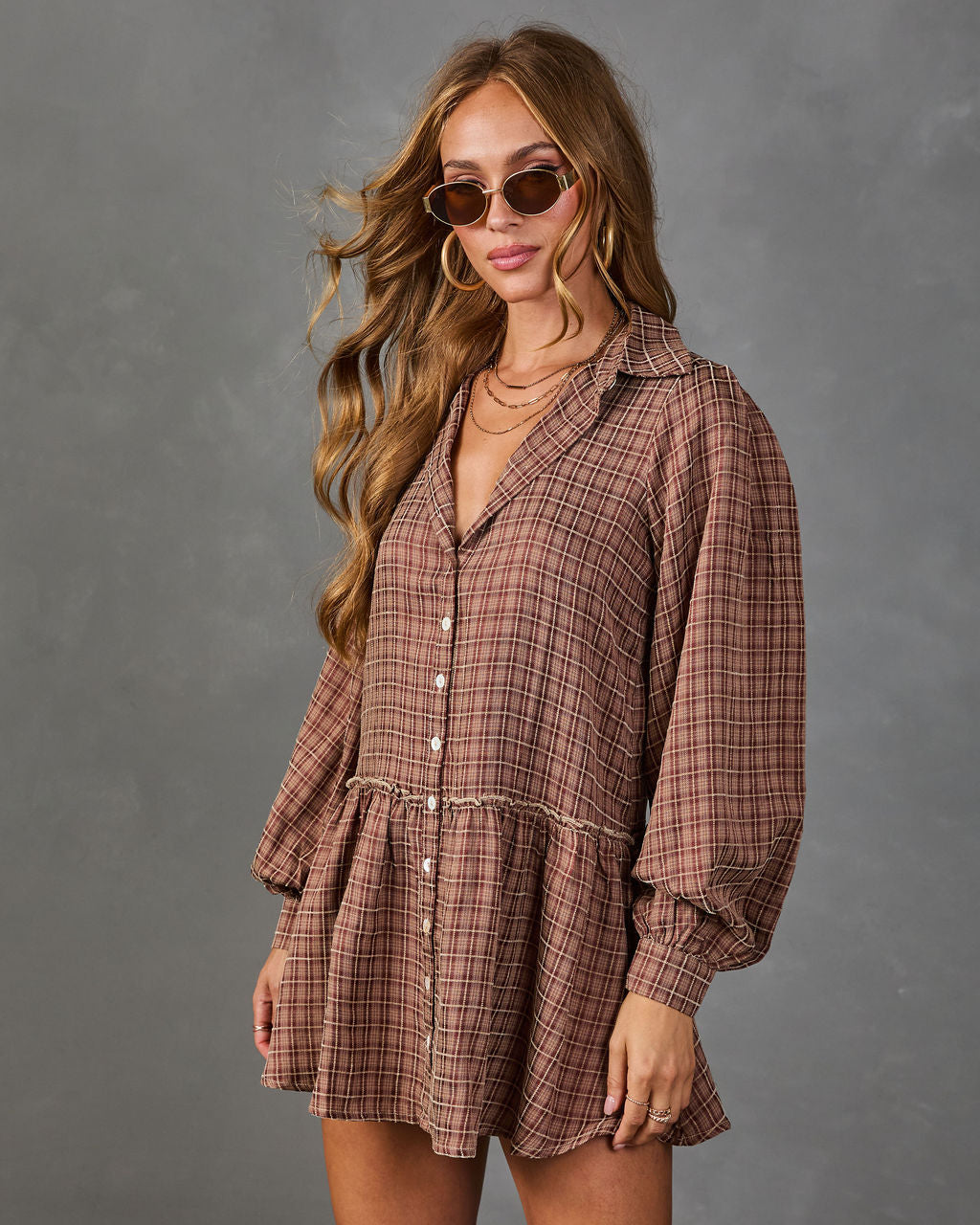 Field Notes Plaid Mini Shirt Dress