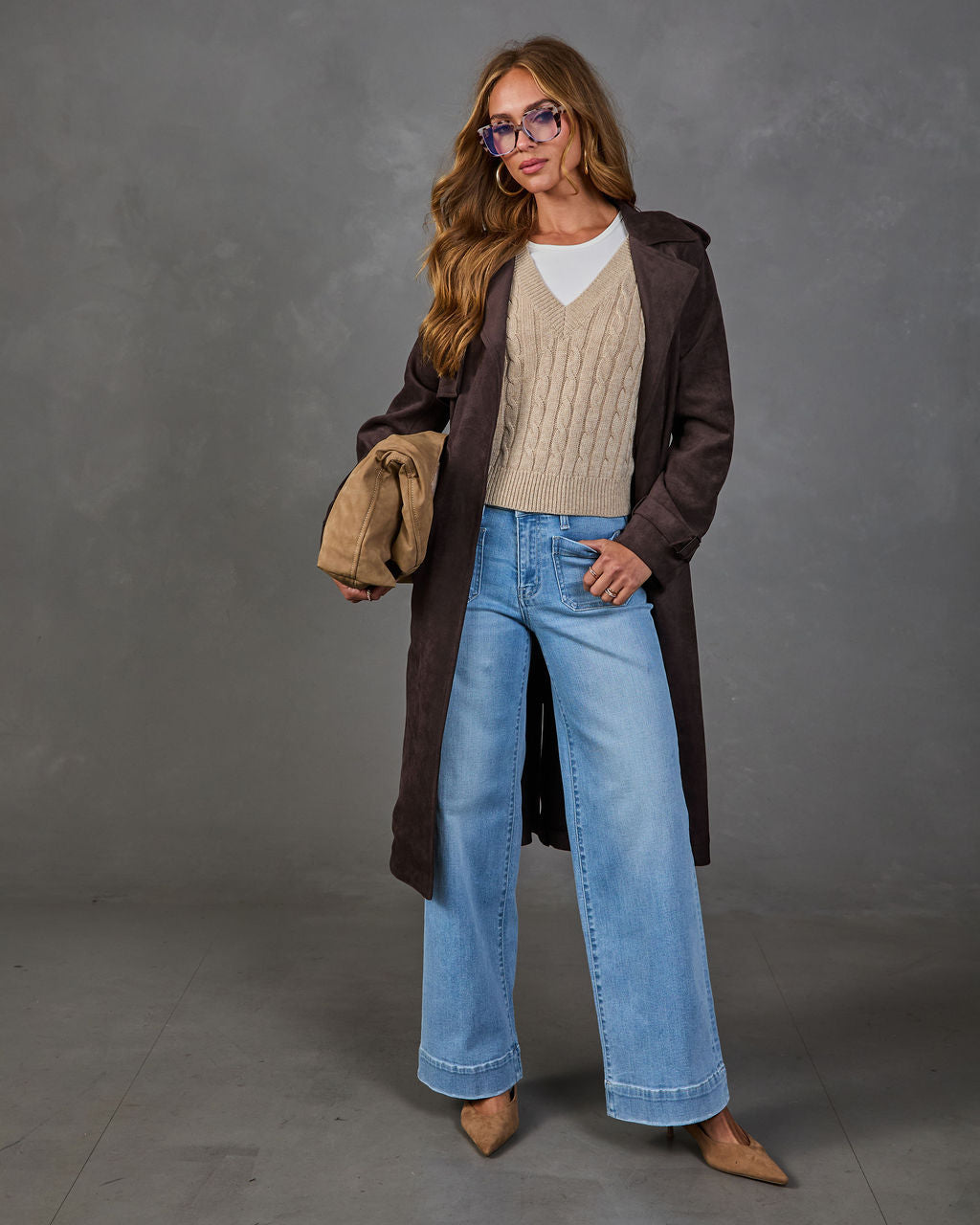 Rugged Charm Stretch High Rise Wide Leg Jeans
