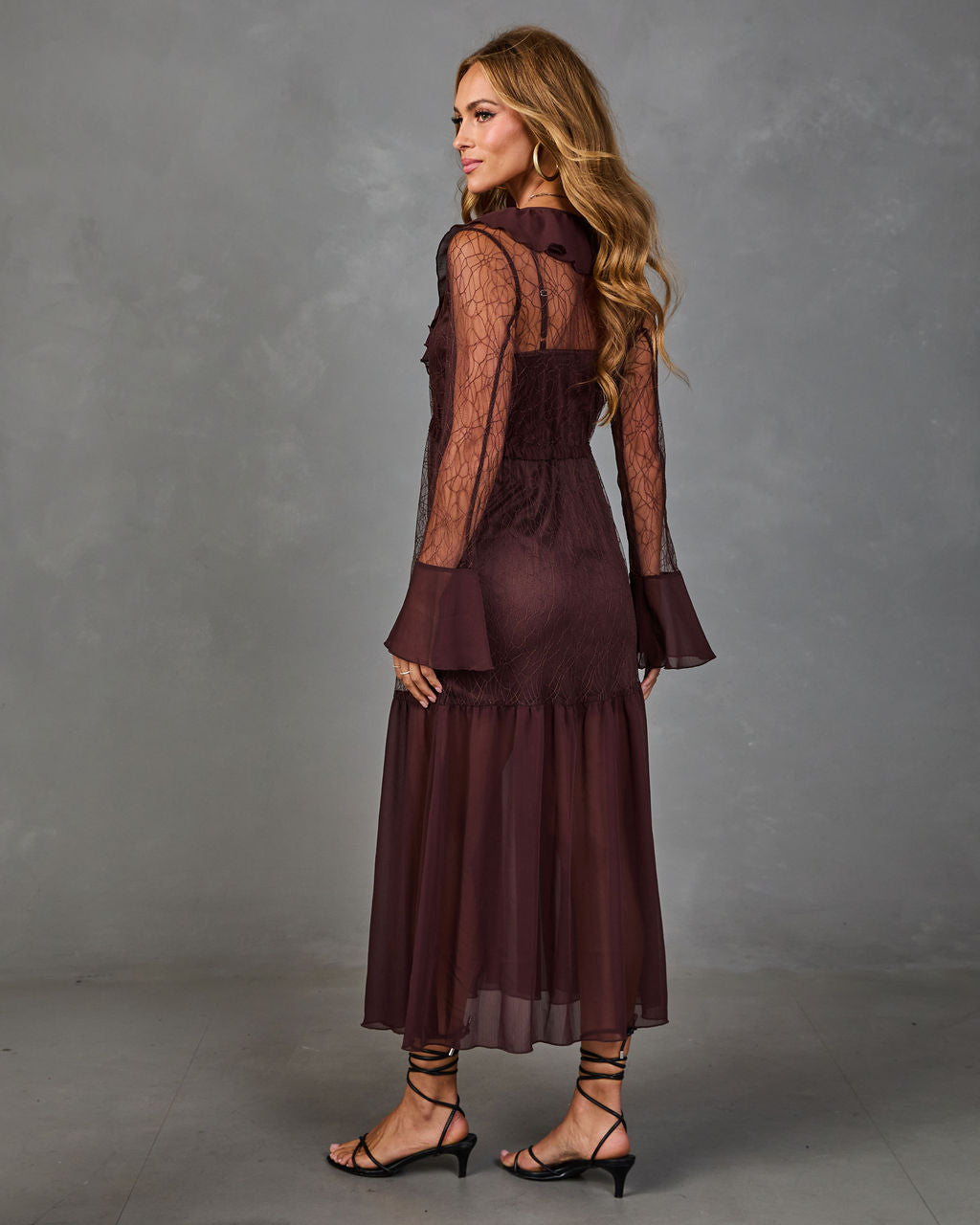 Worth The Wait Ruffle Lace Maxi Dress
