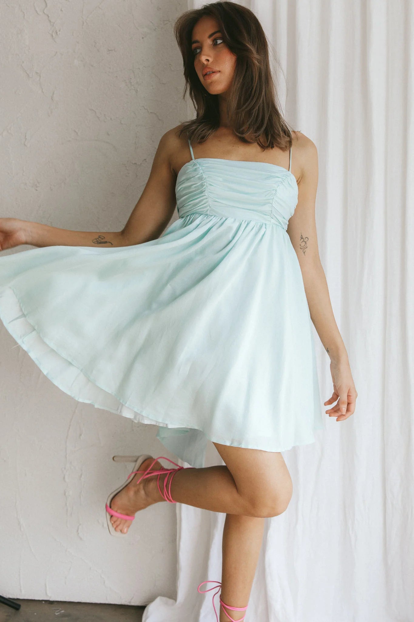 Zhen Bow Tie Back Mini Dress Mint