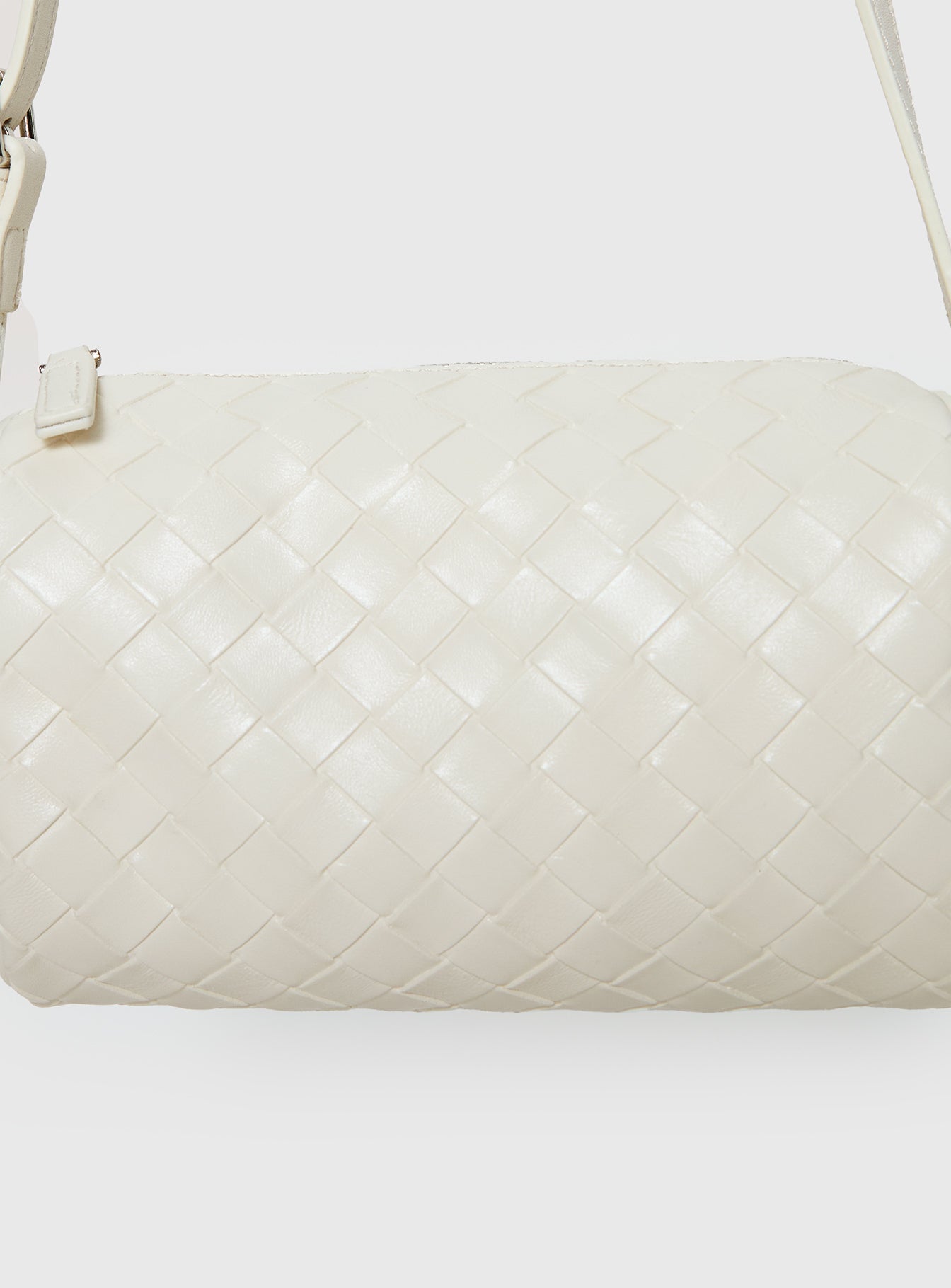 Corlee Woven Faux Leather Cylinder Bag Cream