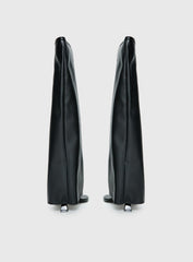Burning Daylight Open Toe Knee High Boots Black