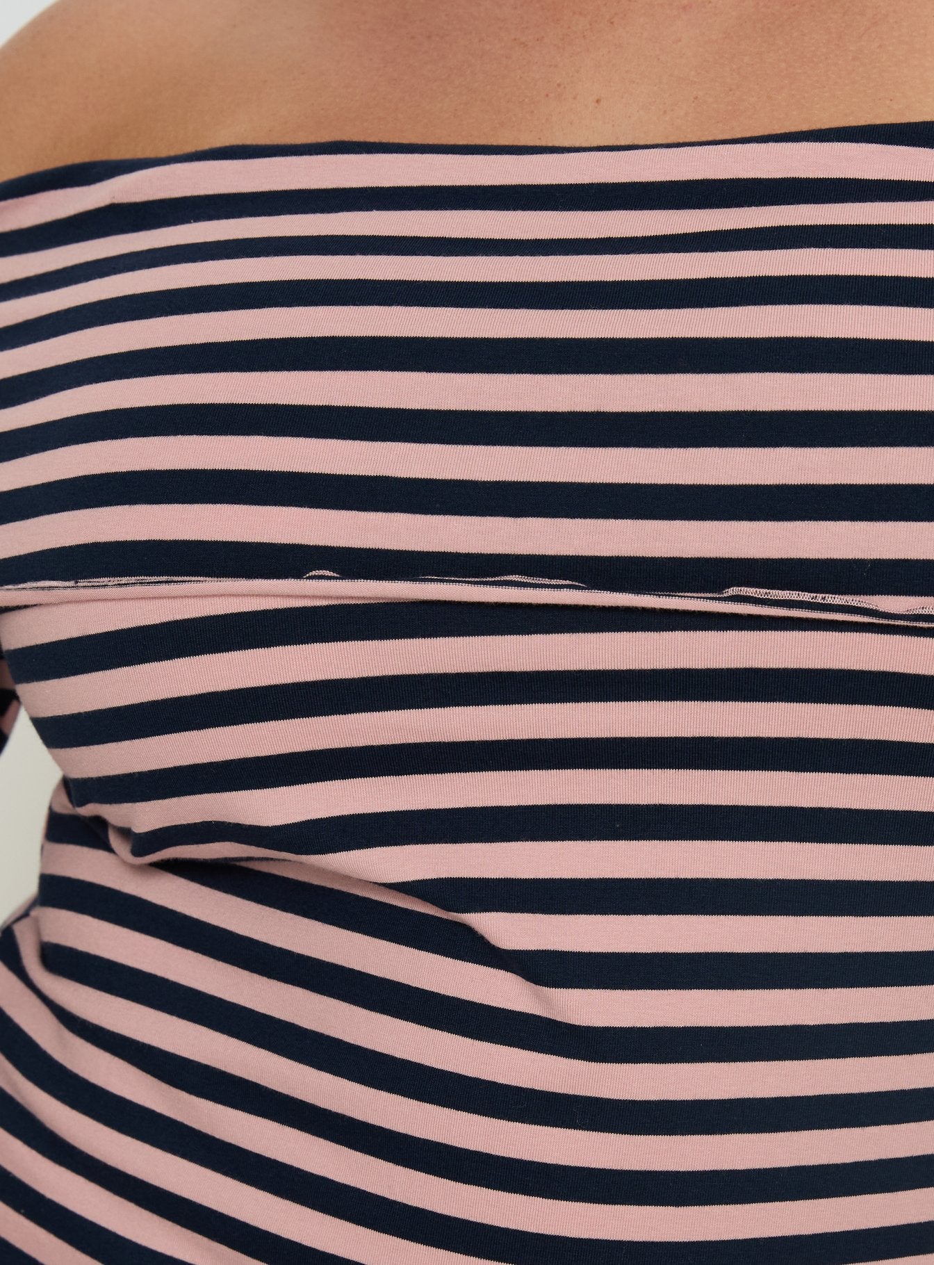 Janicia Off Shoulder Top Pink Stripe Curve