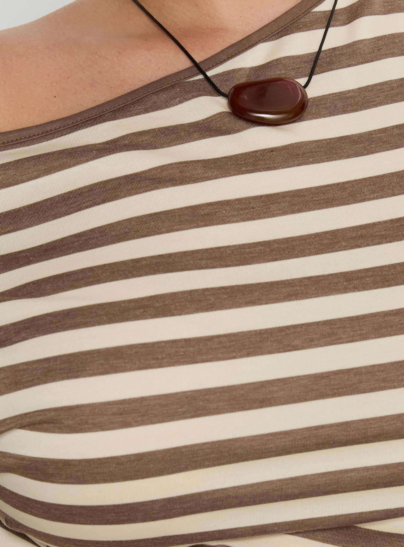 Emlynn Off Shoulder Top Brown Stripe Curve