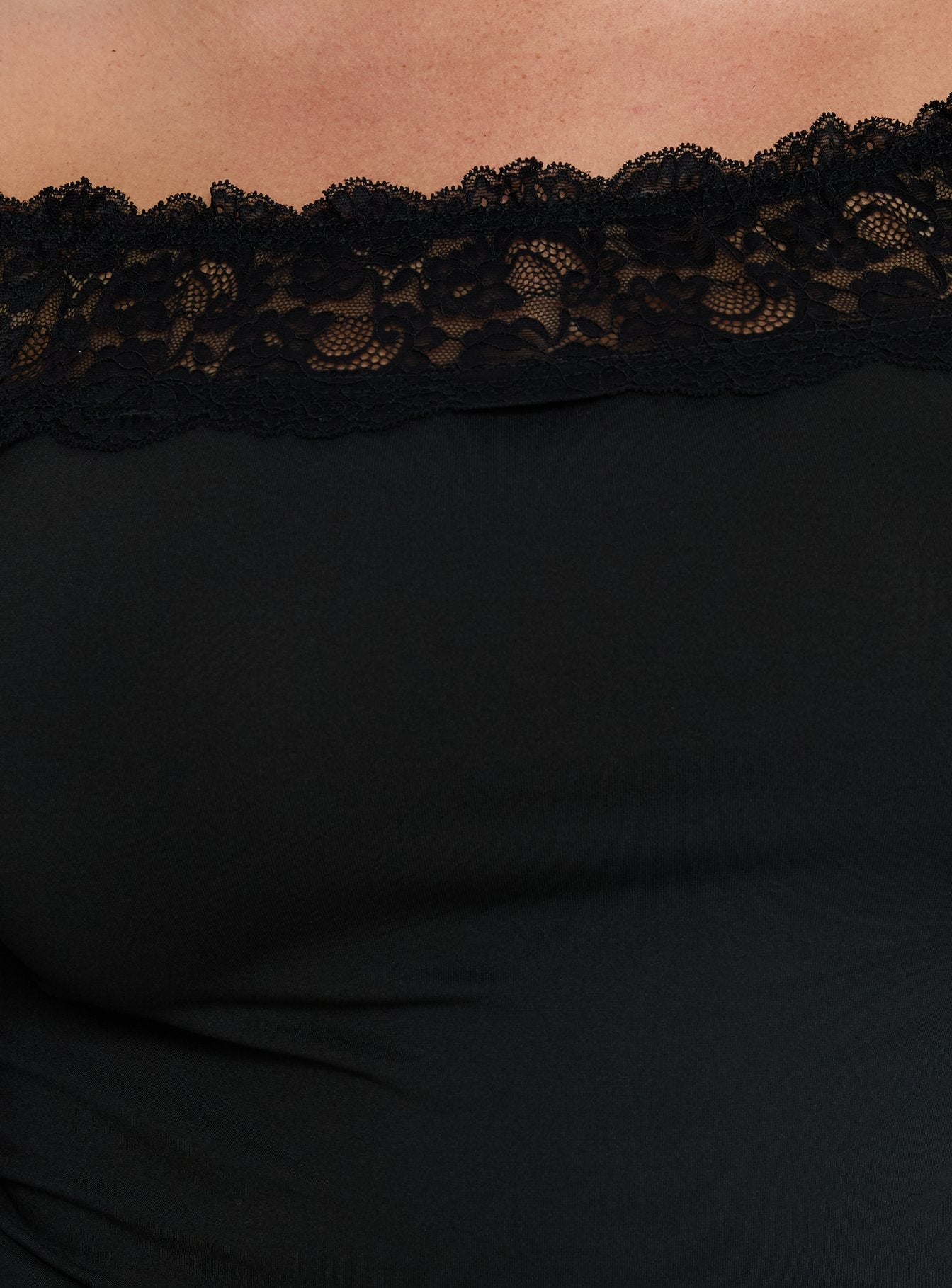 Breiann Lace Off Shoulder Long Sleeve Top Black Curve