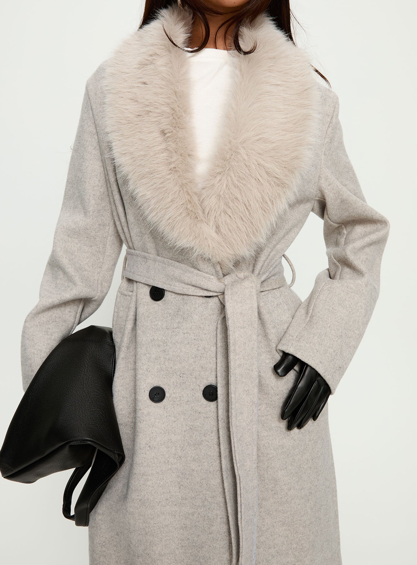 Hallyn Faux Fur Collar Coat Beige