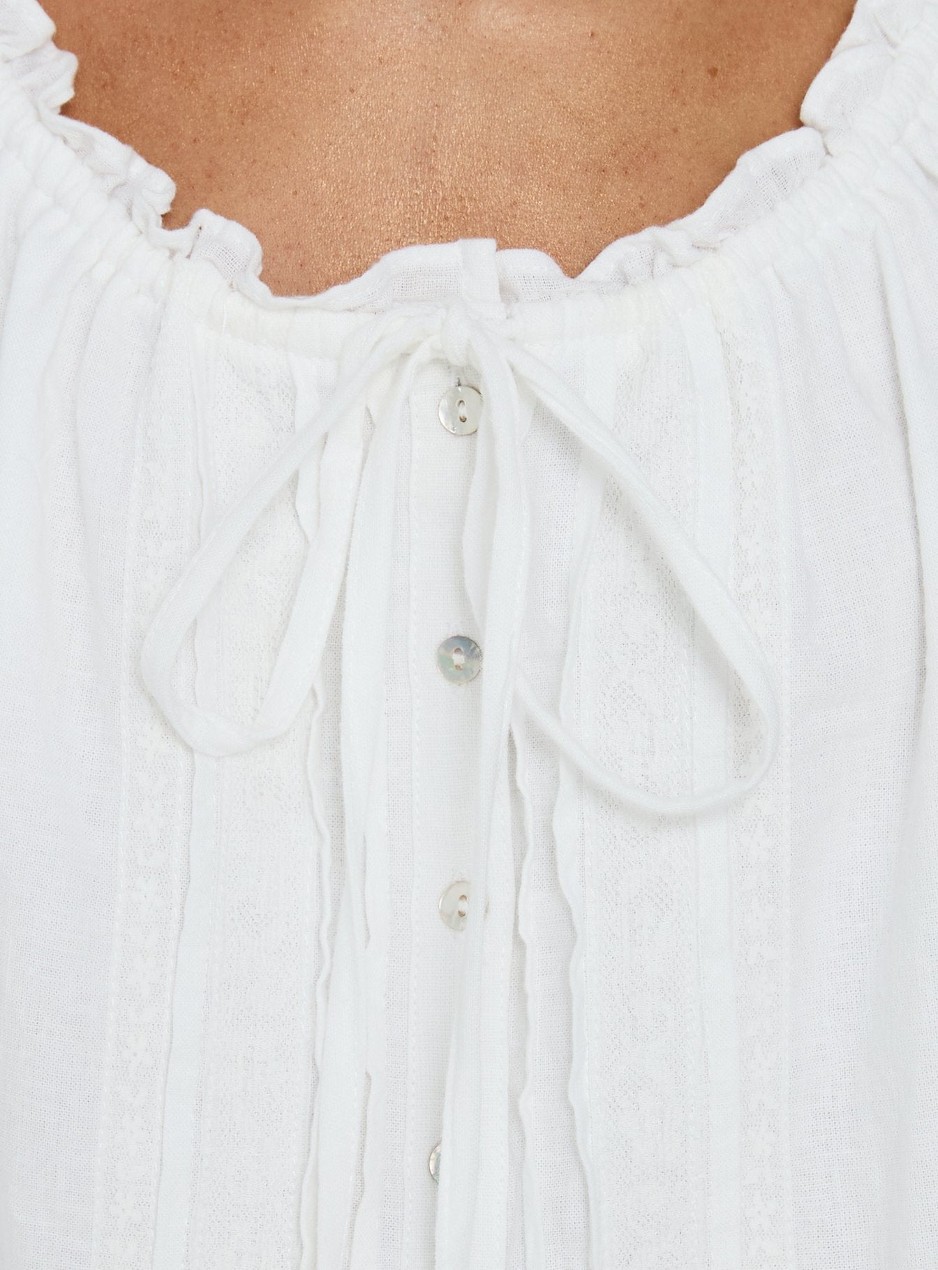 Never Over Floaty Babydoll Top White