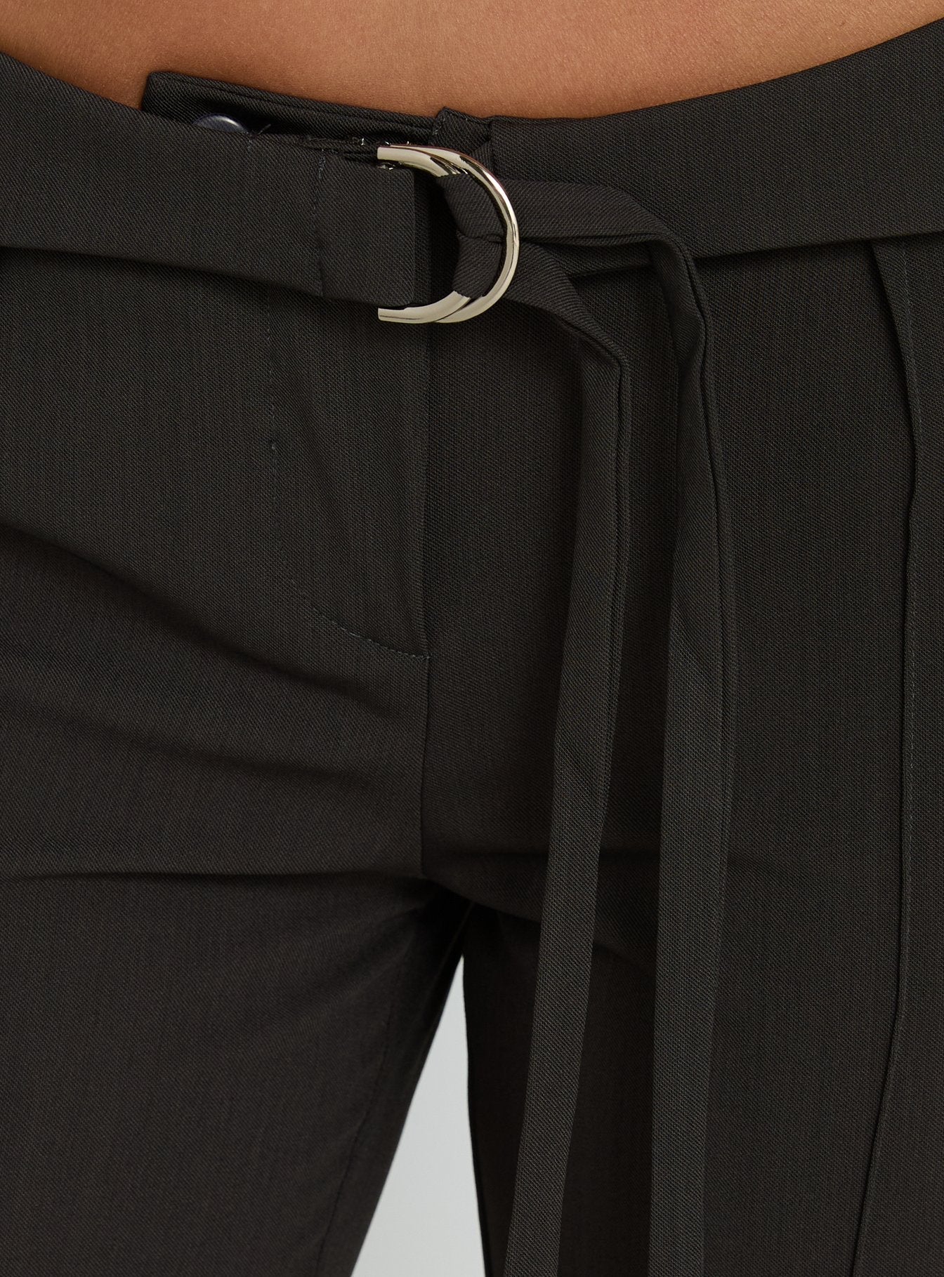 Belvia Layered Mid Rise Pants Slate Grey