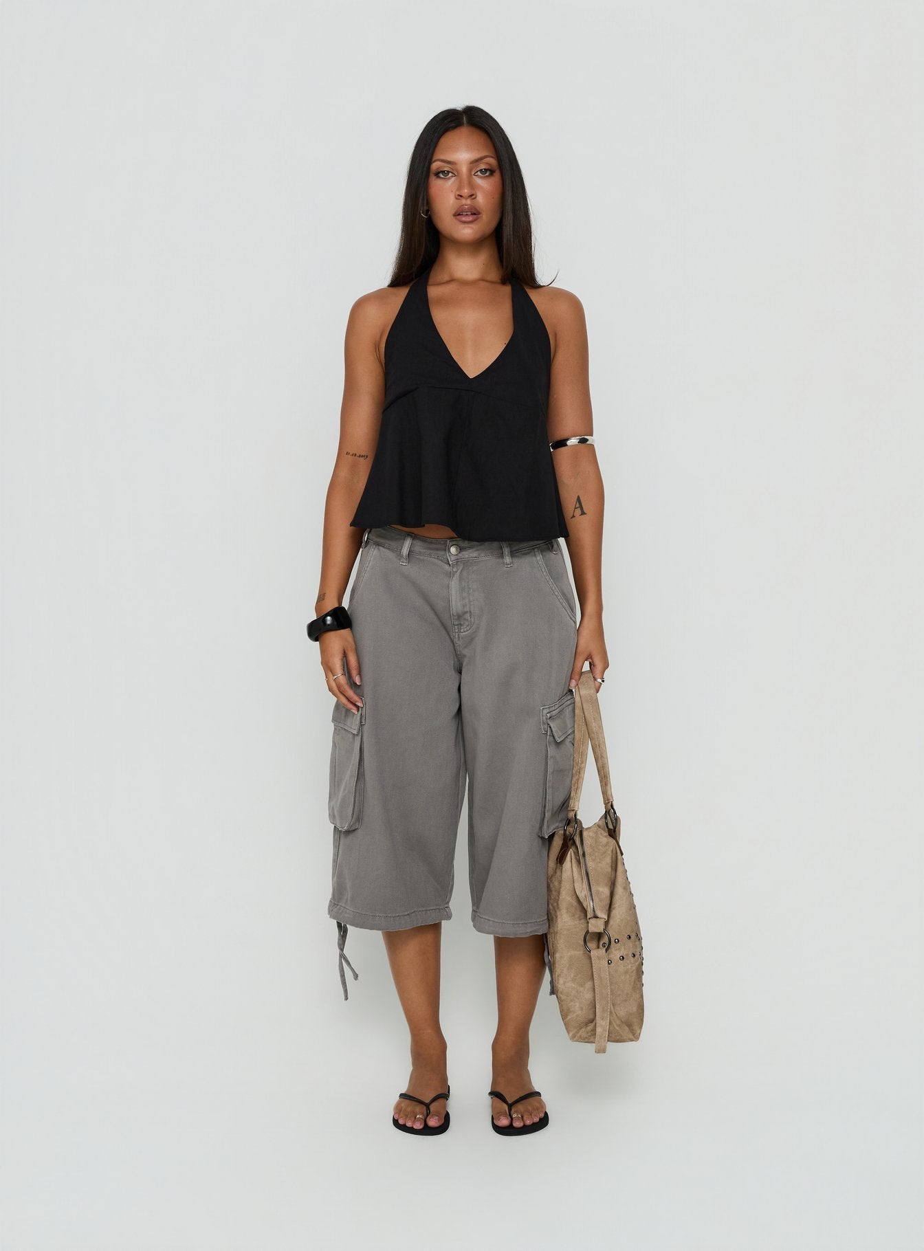 Hudsen Longline Cargo Shorts Charcoal