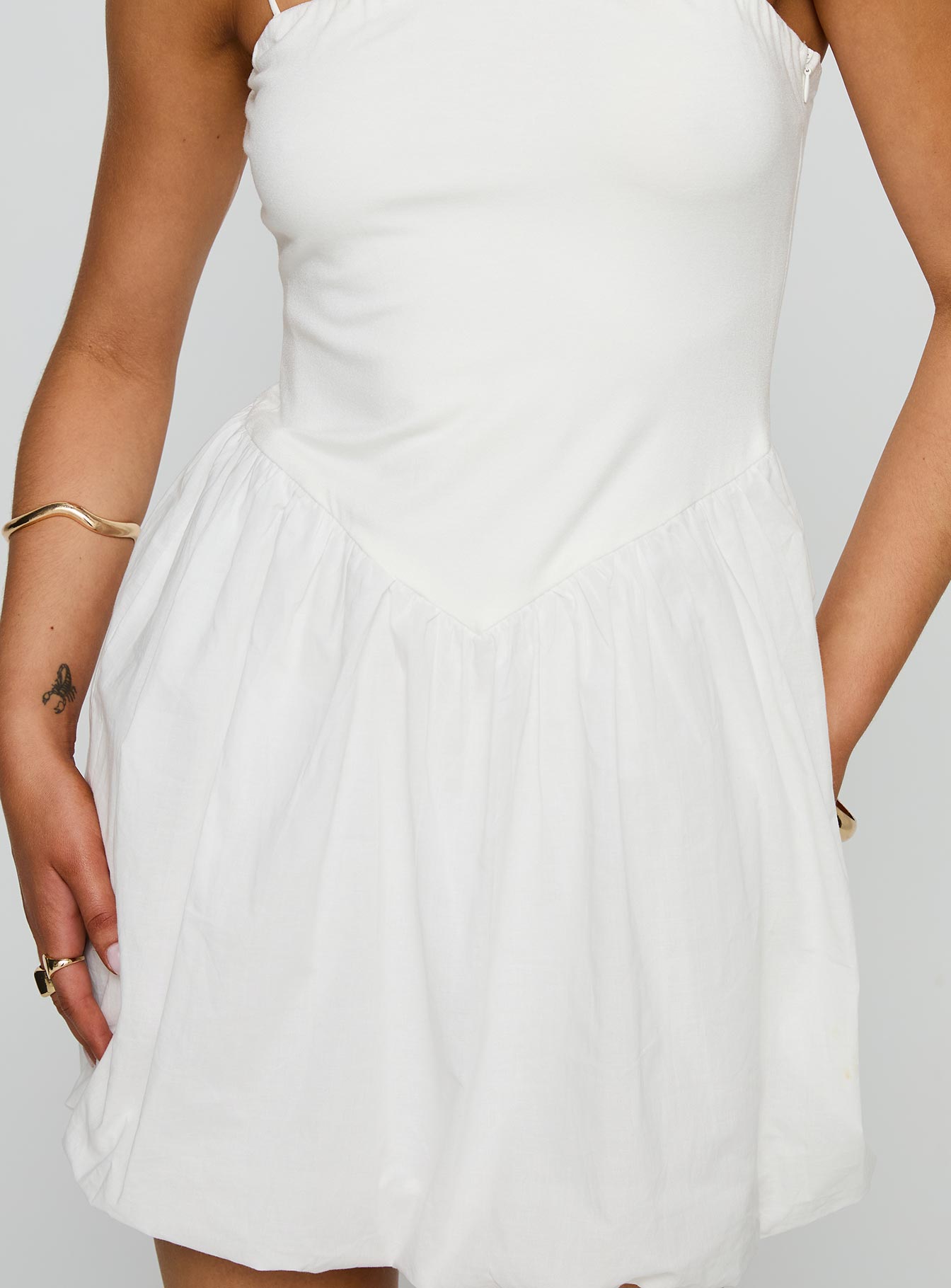 Vista Amora Bubble Hem Mini Dress White