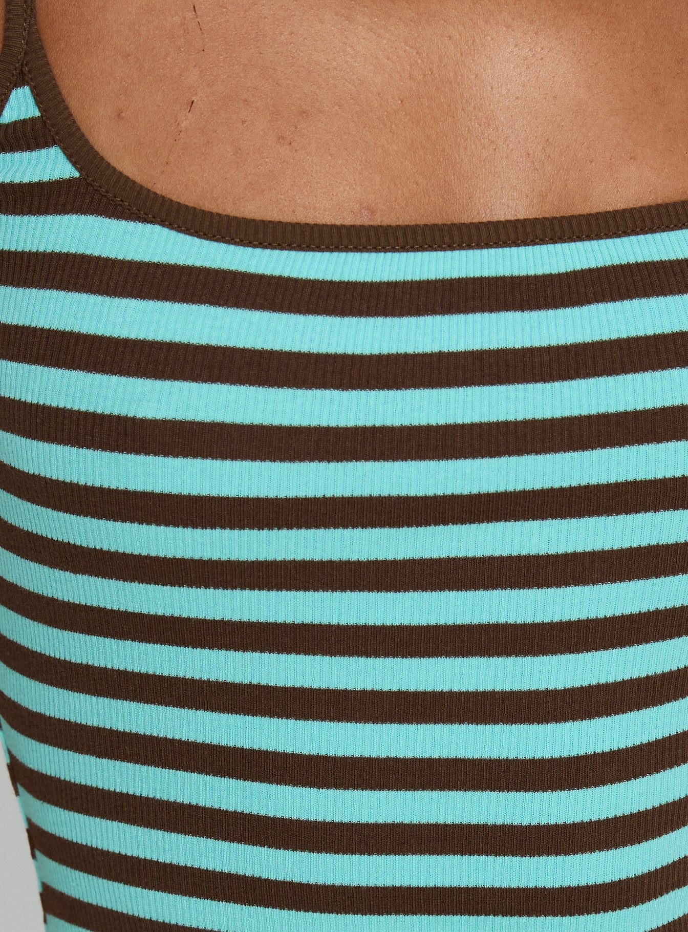 Rydar Scoop Mini Dress Blue / Chocolate Stripe