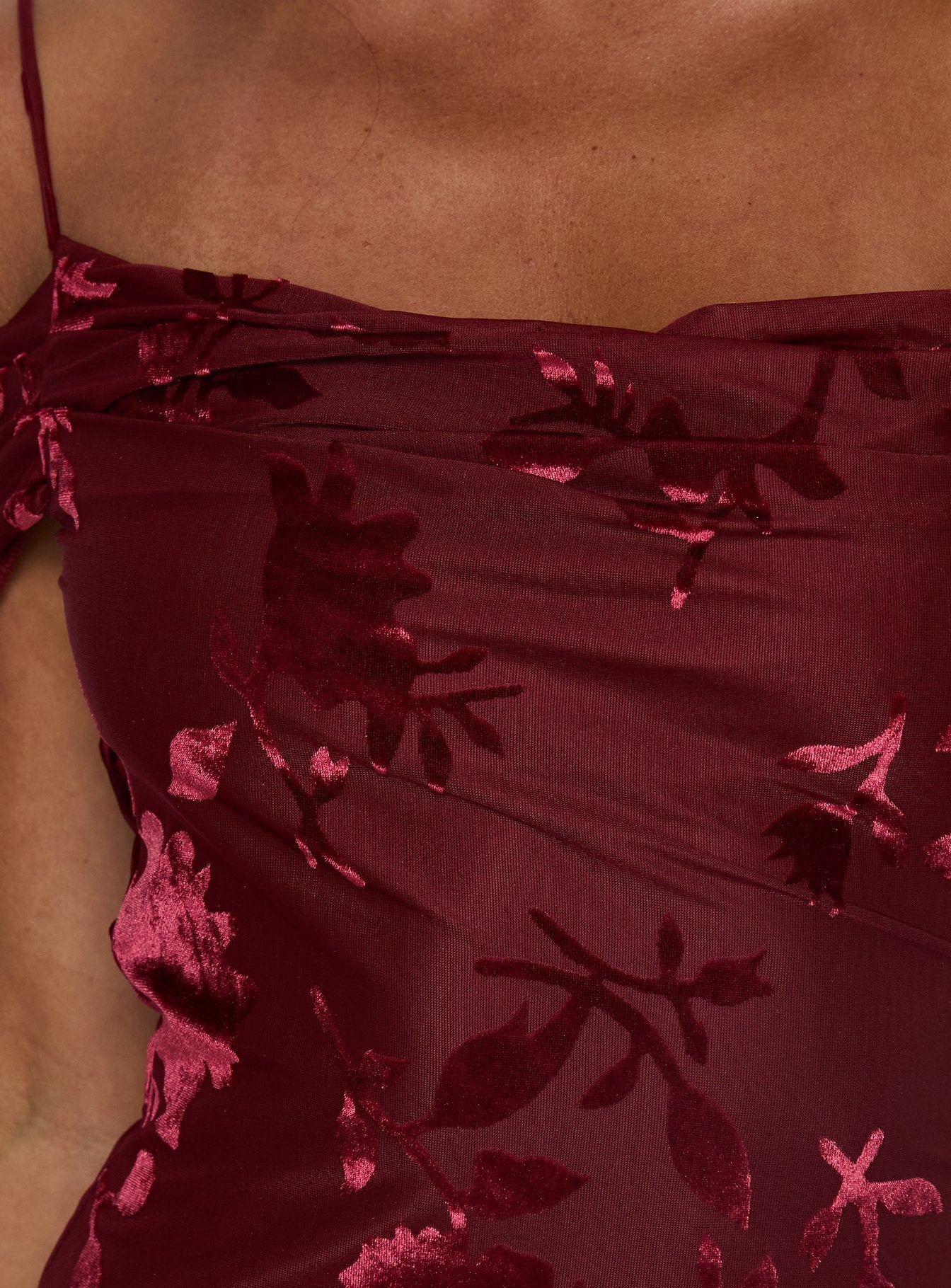 Green Gables Burnout Maxi Dress Burgundy